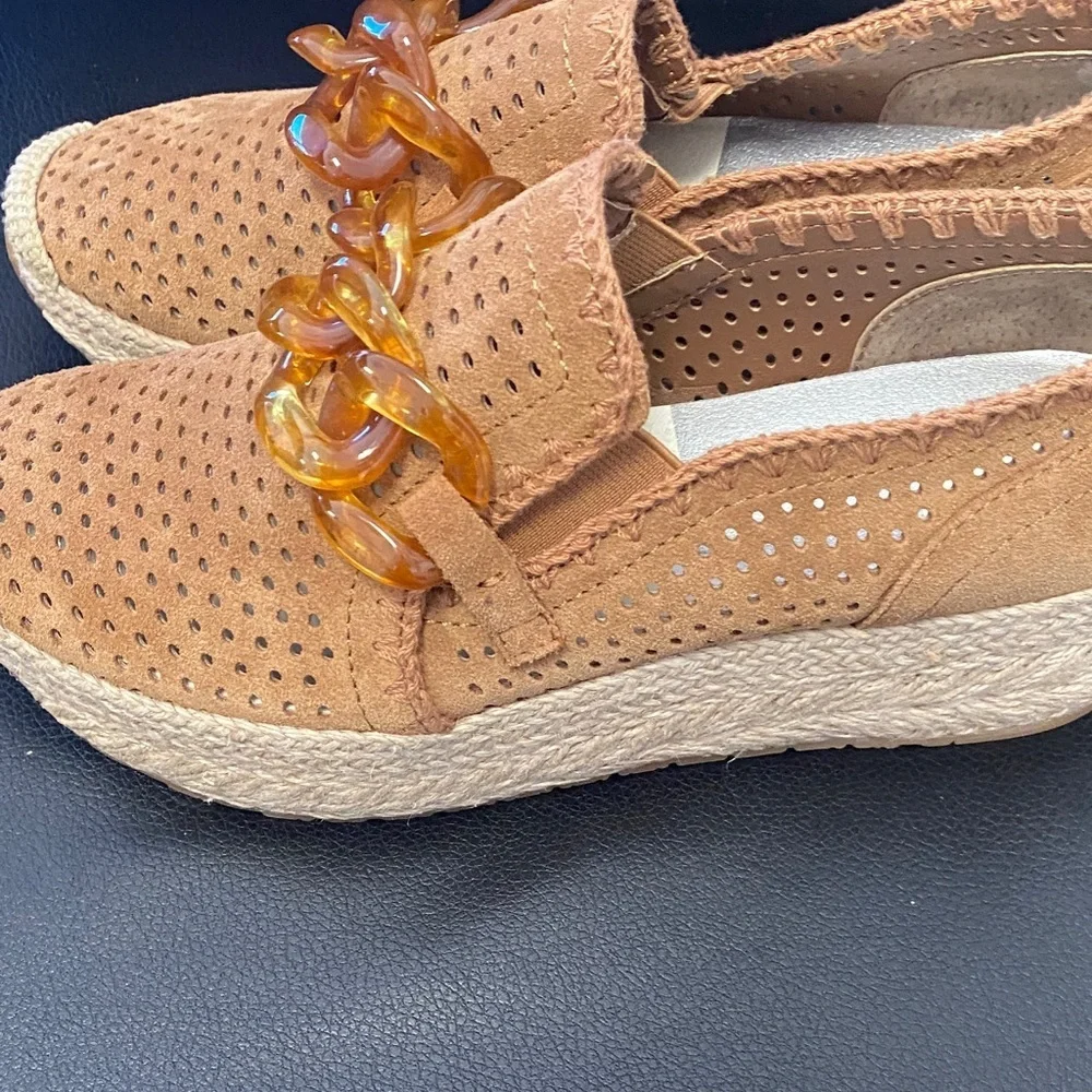 Dolce Vita Brown Espadrille Loafers with Chain Detail